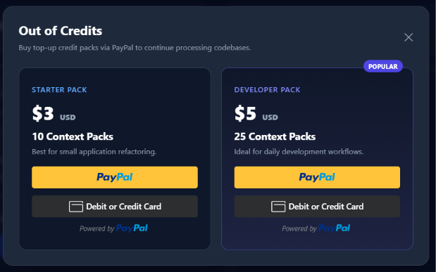 Credit Recharge Modal