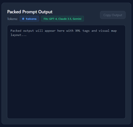 Packed Prompt Output Window