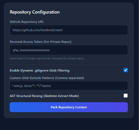 Repository Configuration Panel