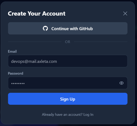 Sign Up Window Option